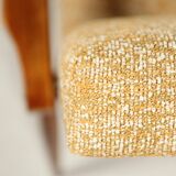 Scandinavian armchair yellow mellow fabric Boho style 1970 design by H.Lis