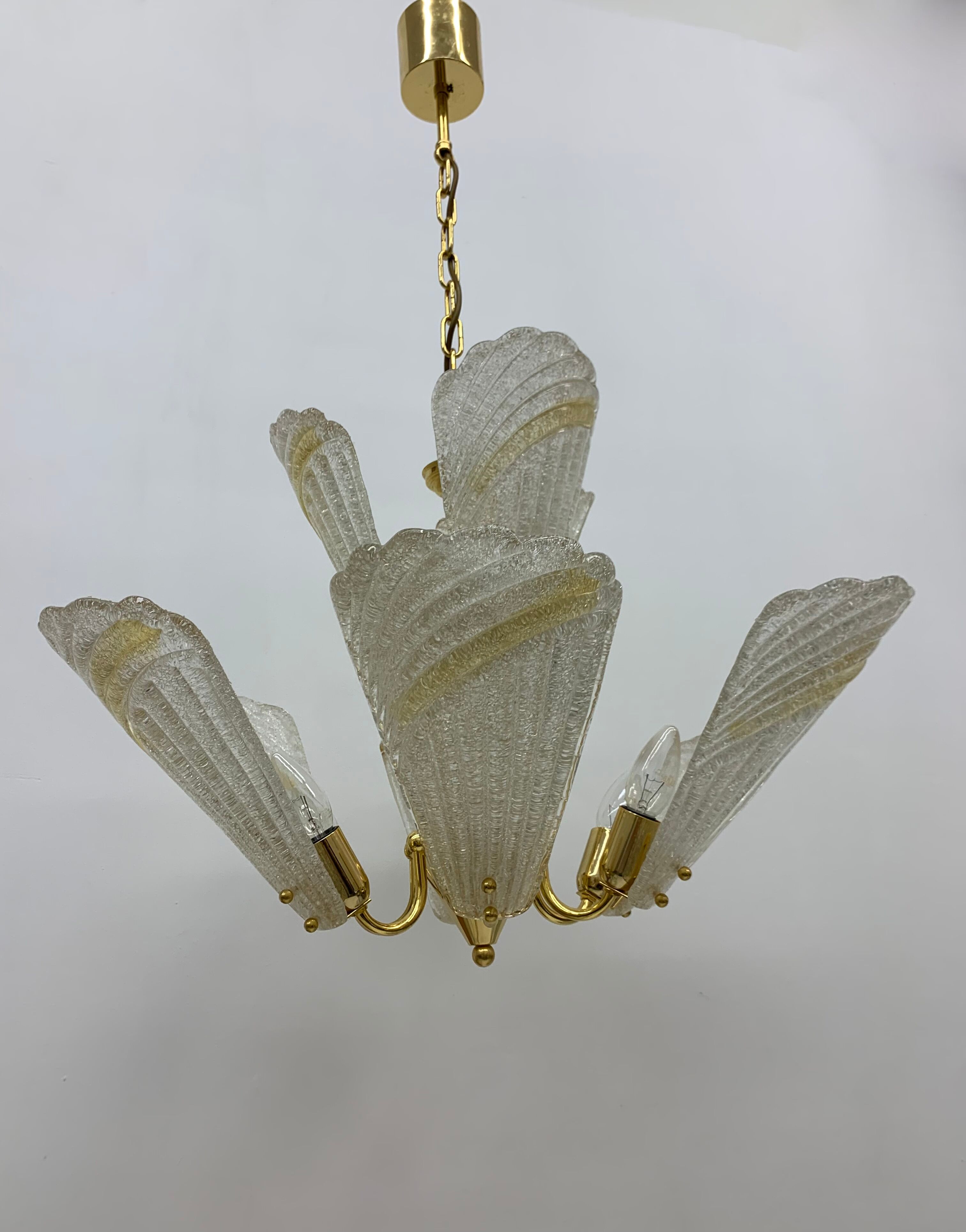 Italian murano glass chandelier hollywood regency design , 1970