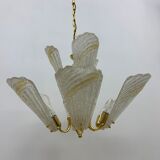 Italian murano glass chandelier hollywood regency design , 1970