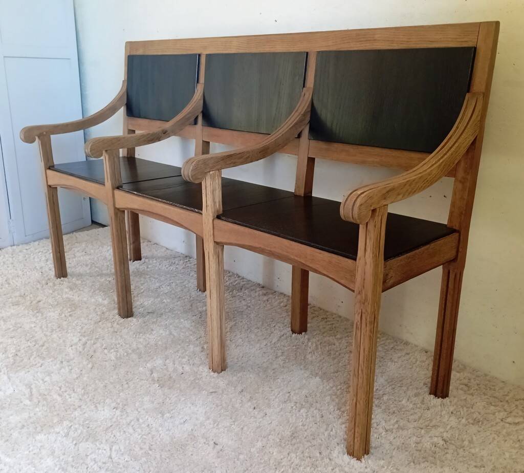 Early 20th-century solid oak bench