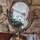 Miroir de table ancien style Louis XV / rocaille – métal doré