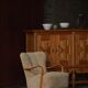 Pair of Mid Century Modern Swedish lounge chairs in birch and lamb's wool, 1960s.
