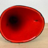 Spaghetti vase free form ceramic Vallauris 50s, red and black