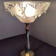 Antique table lamp in bronze and pressed glass by Ezan