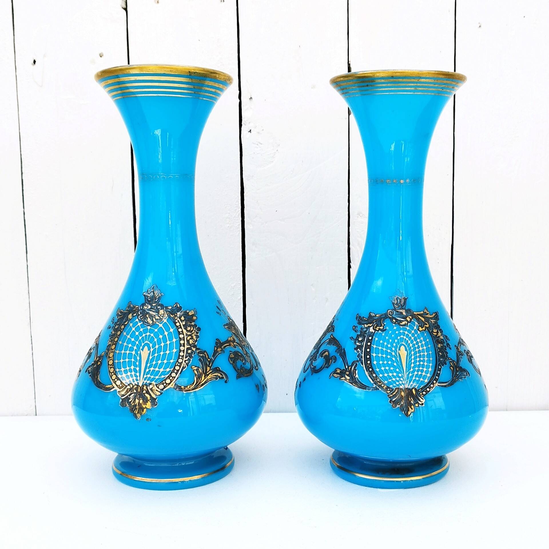 Pair of Baccarat Napoleon III opaline vases