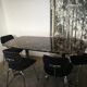 Table, chrome foot, red marble