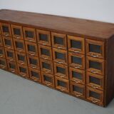 Vintage Dutch Beech Haberdashery Shop Cabinet / Vitrine, 1950s