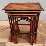 Lot of 4 bamboo pull out tables, Perret and Vibert 1900