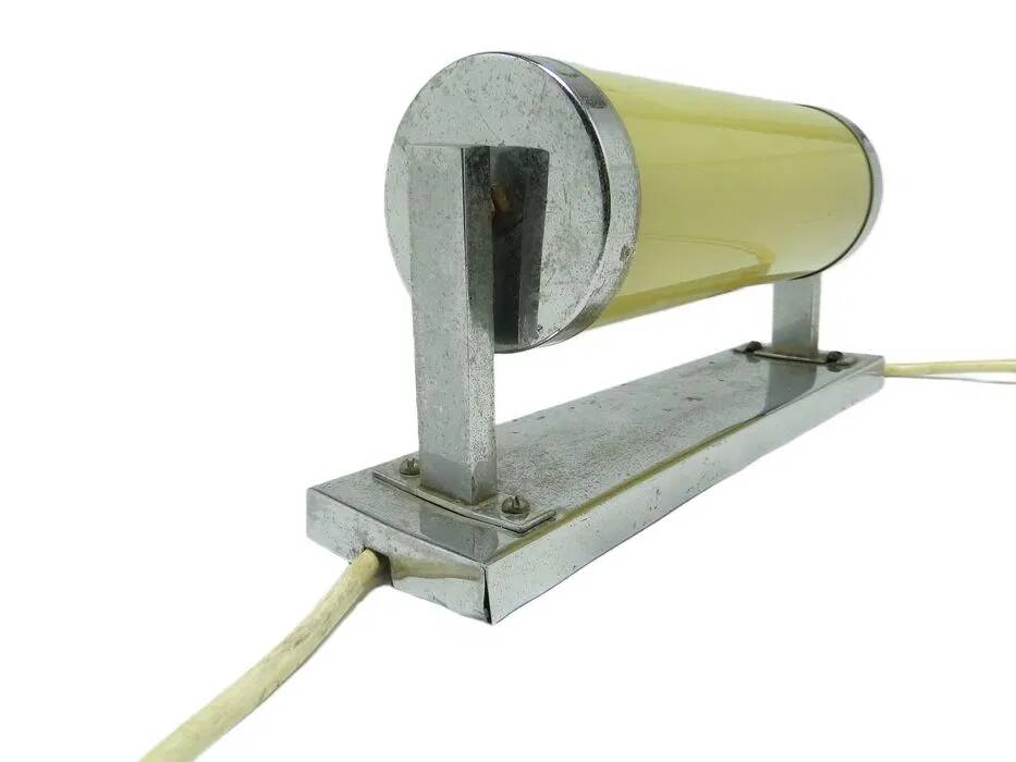 ADR Art Deco Wall Sconce, Functionalism, Chrome Brass, Czechoslovakia, 1950s
