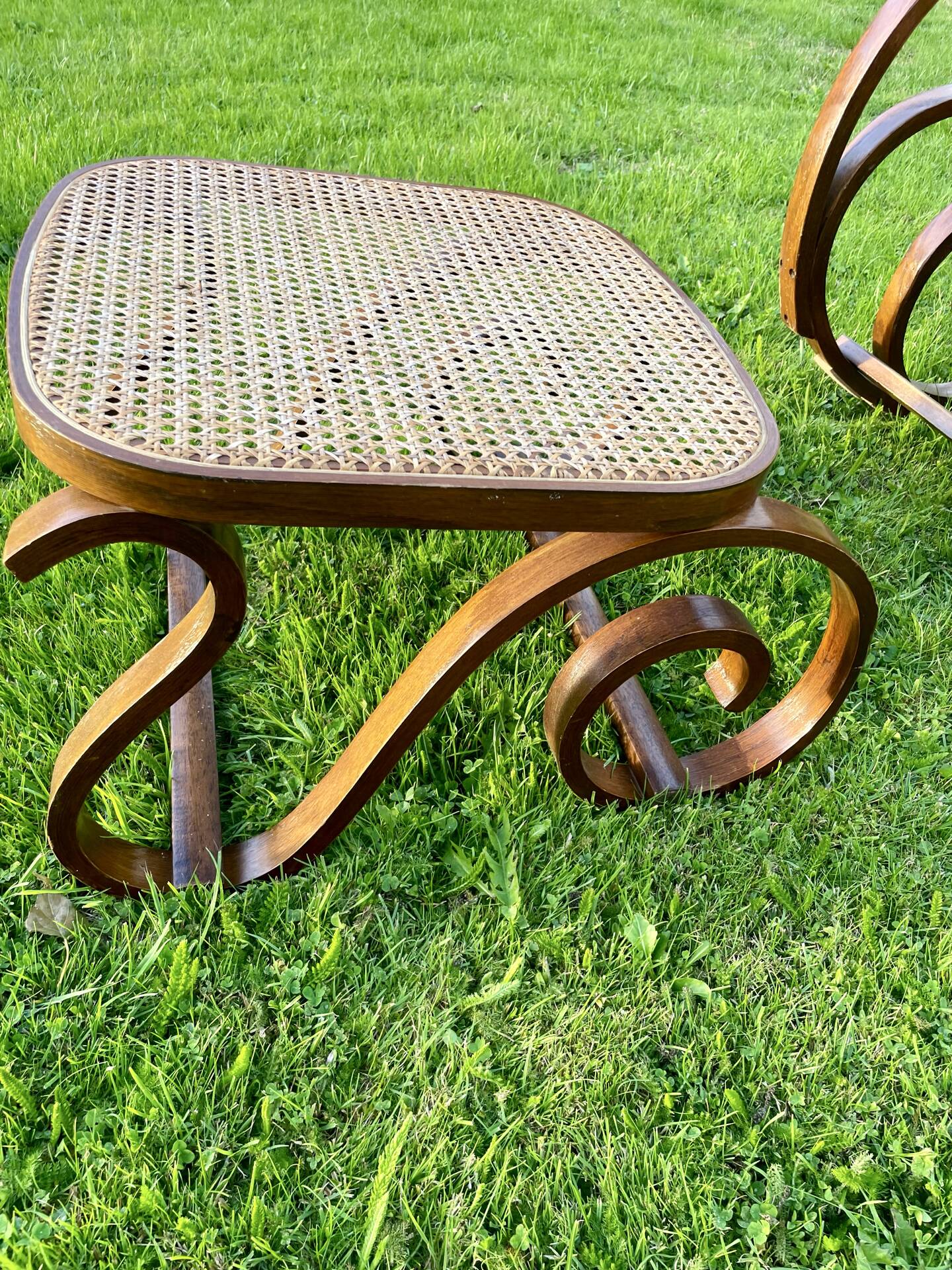Rocking-chair en bois courbé et cannage