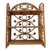 Étagère murale en rotin Peacock années 70