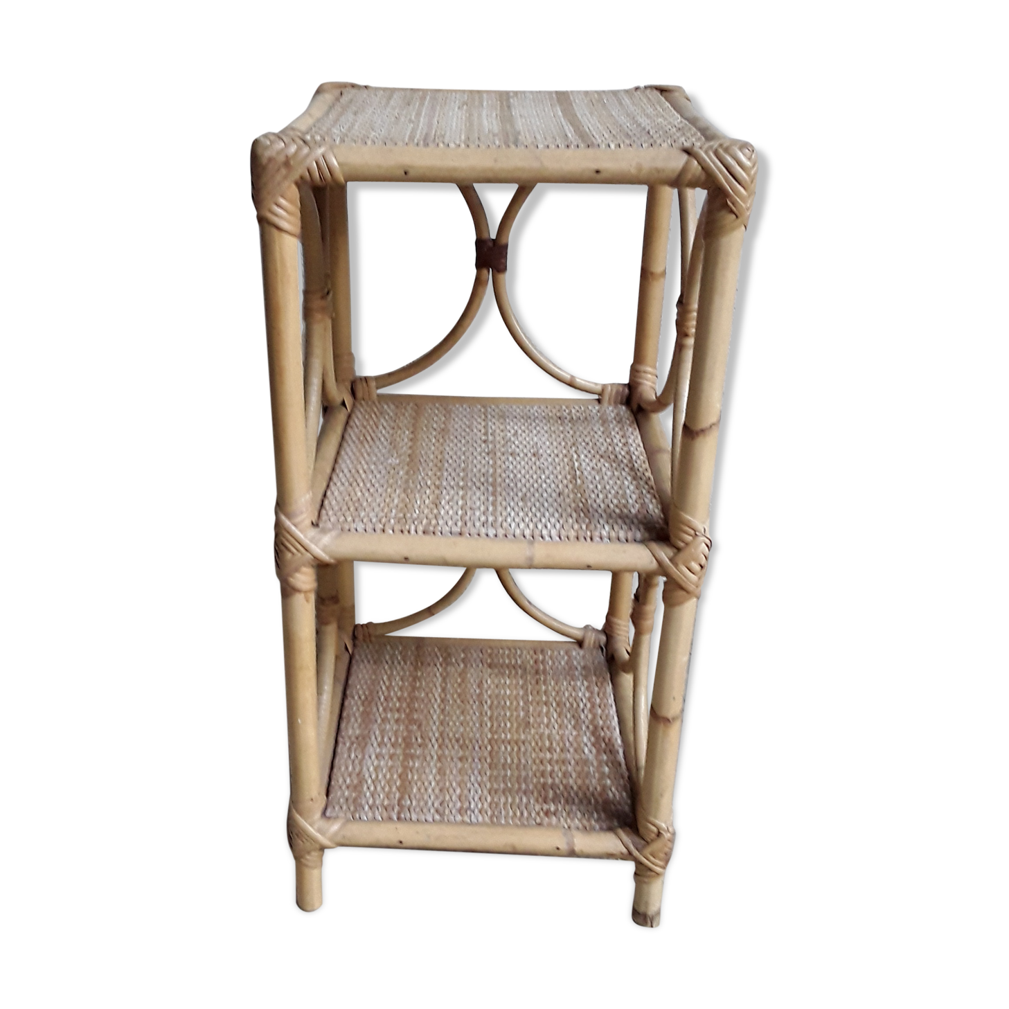 Rattan and bamboo shelf