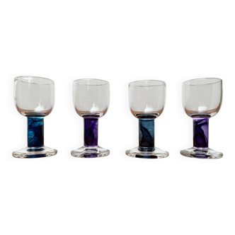 Small designer glasses by Regina Kaufmann for Glashagen Hütte, set of 4.