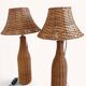 Pair of Table Lamps in Handwoven Wicker and Rattan, France, 1960s