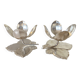 Set of 2 Silver Candle Holders - Tulip Shape on Vine Leaf