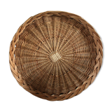 Large round wicker tray