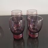 Set of 50s art deco purple/rosé blown glass glasses