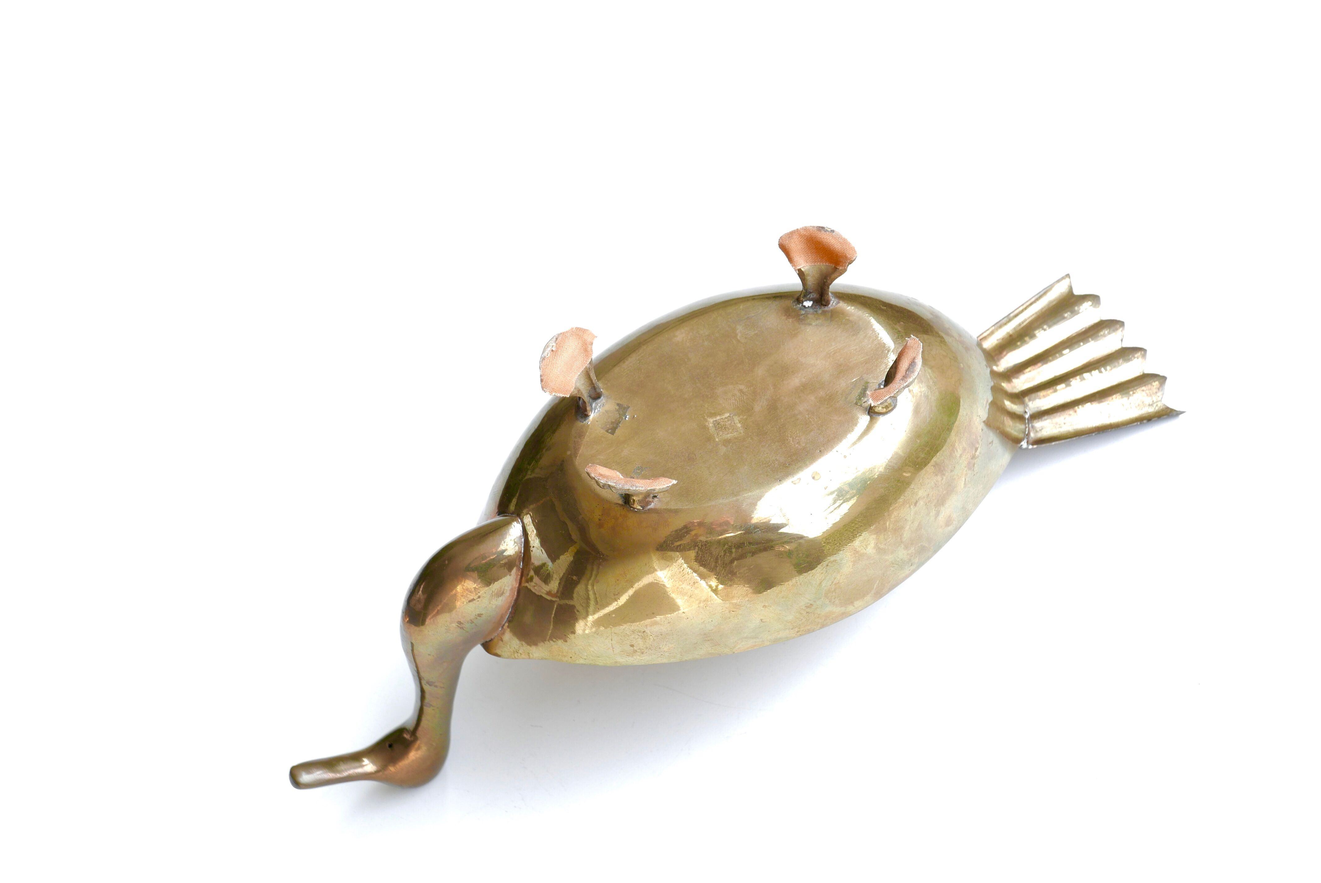 Trinket bowl bird in brass, years 60