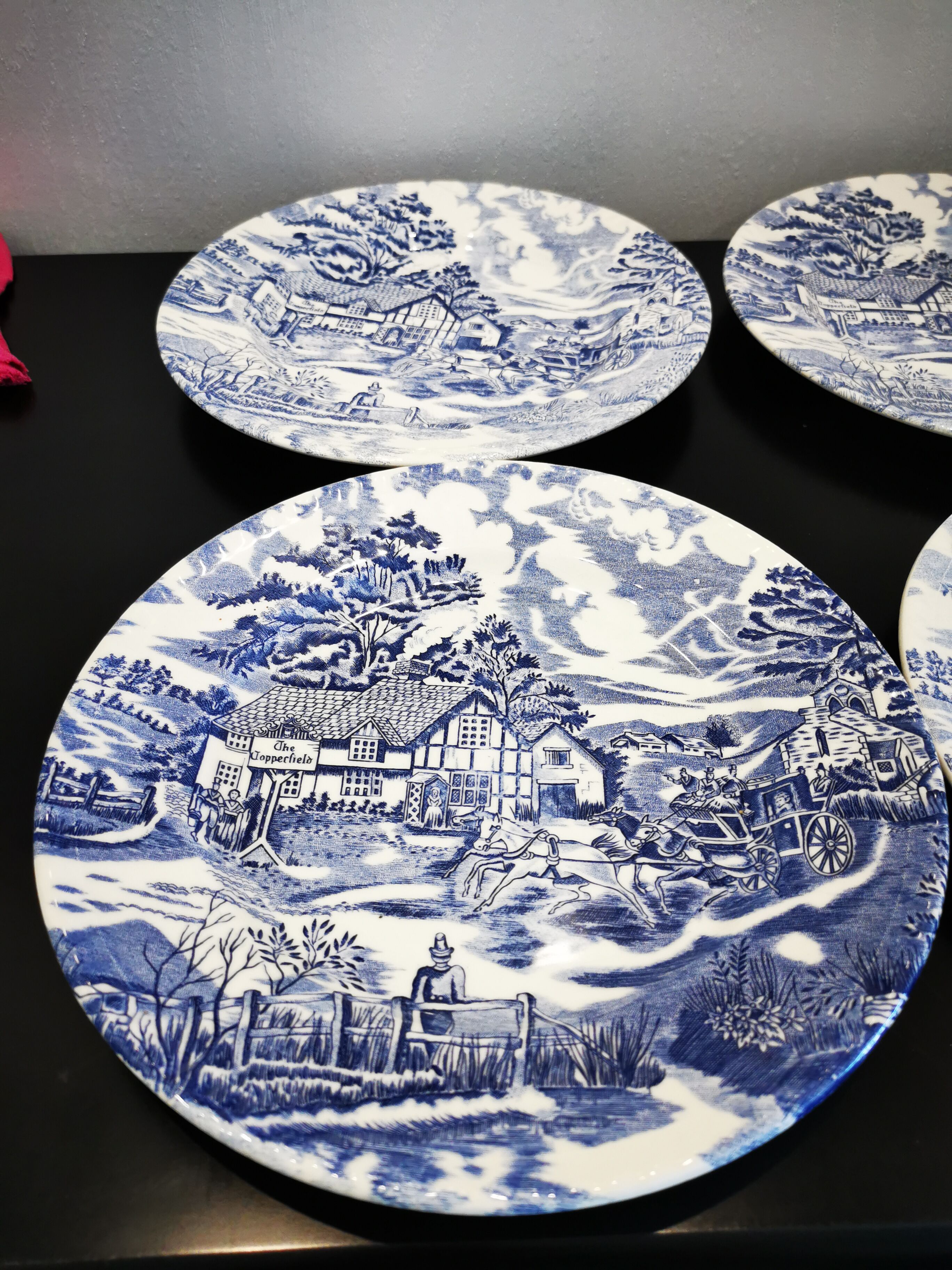Set of 6 old talking flat plates Lunéville