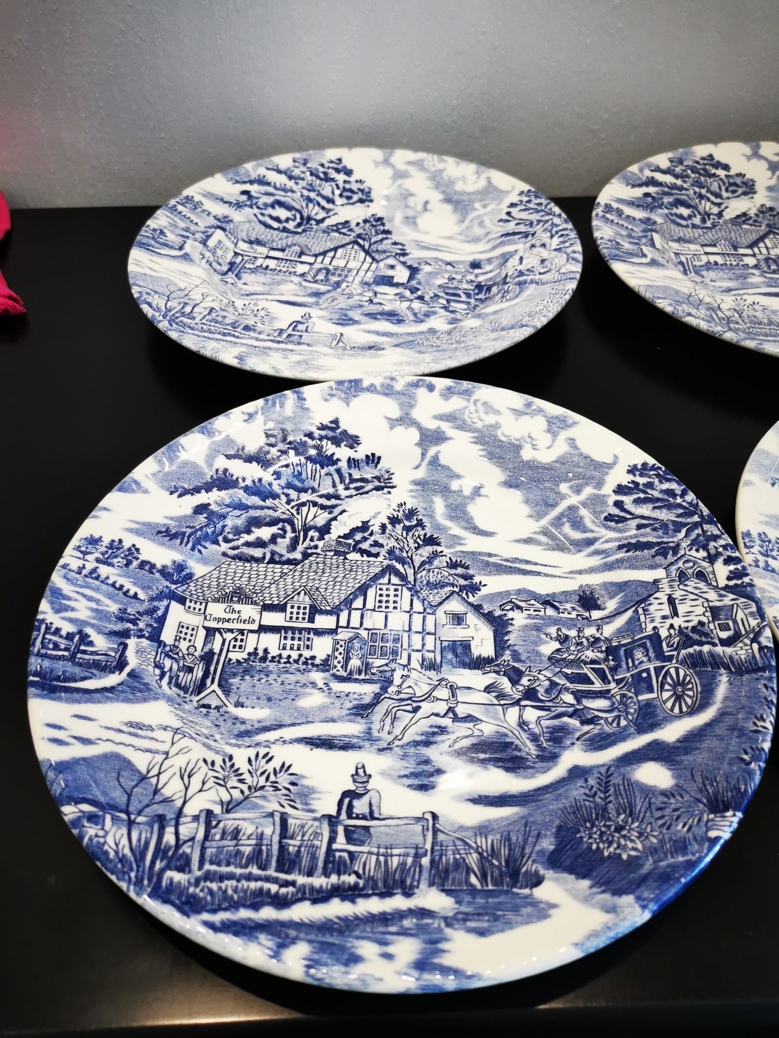 Set of 6 old talking flat plates Lunéville