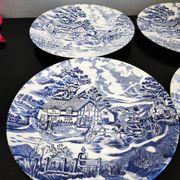 Set of 6 old talking flat plates Lunéville