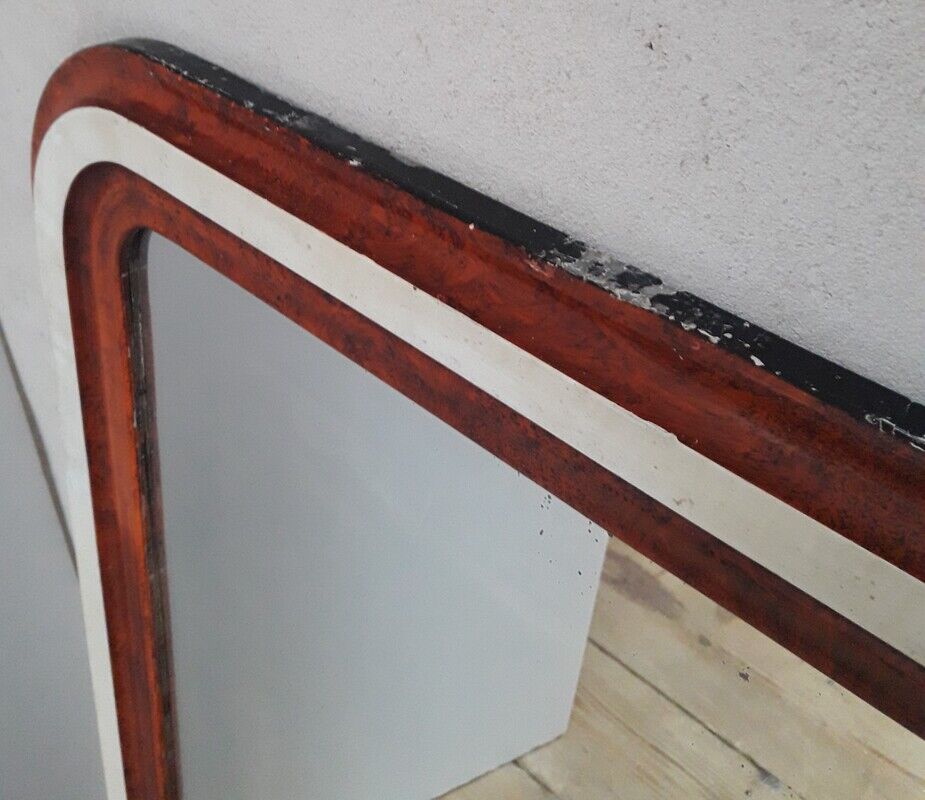 Miroir Louis Philippe H112xL76 laque bordeaux blanc crème