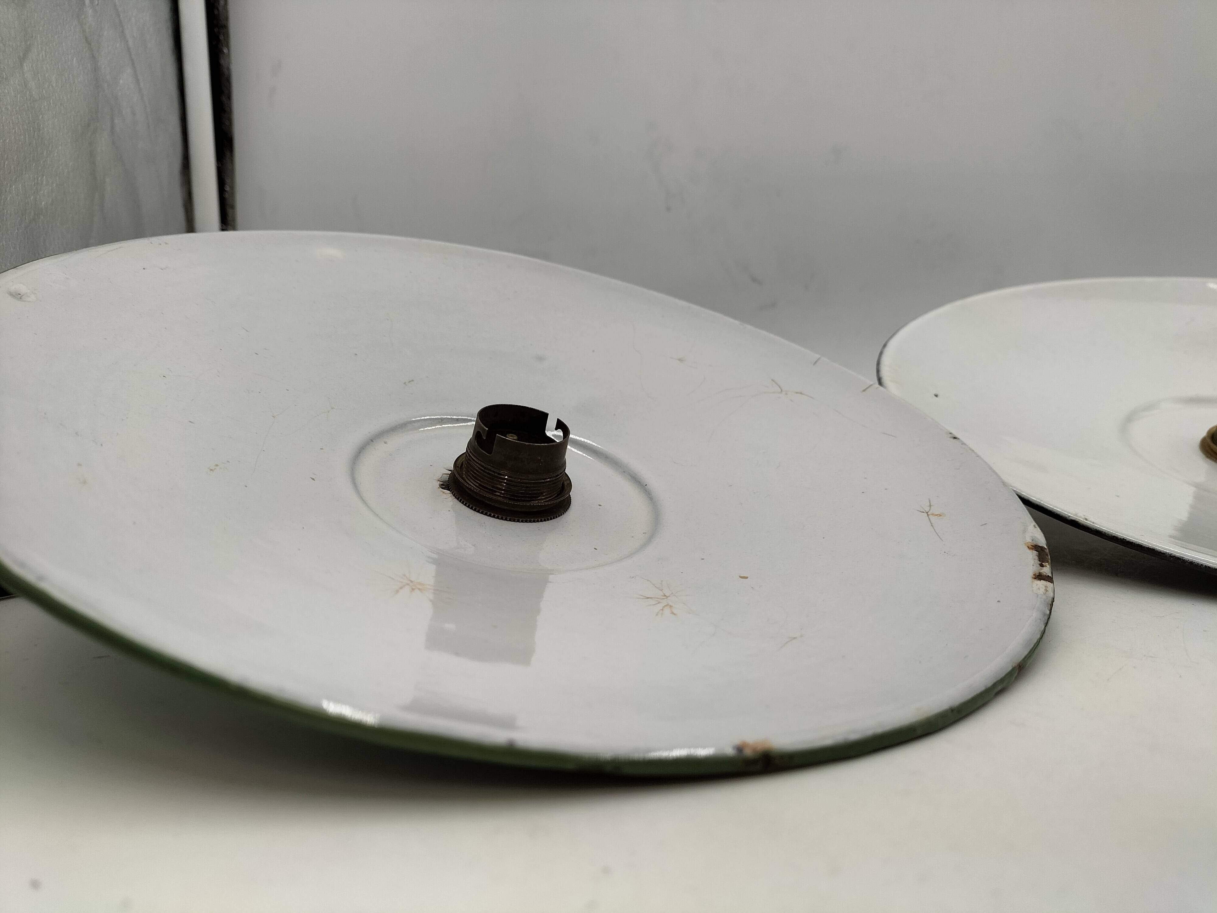 Enameled sheet metal pendant lights