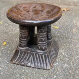 Bamileke African stool from Cameroon, carved in solid wood