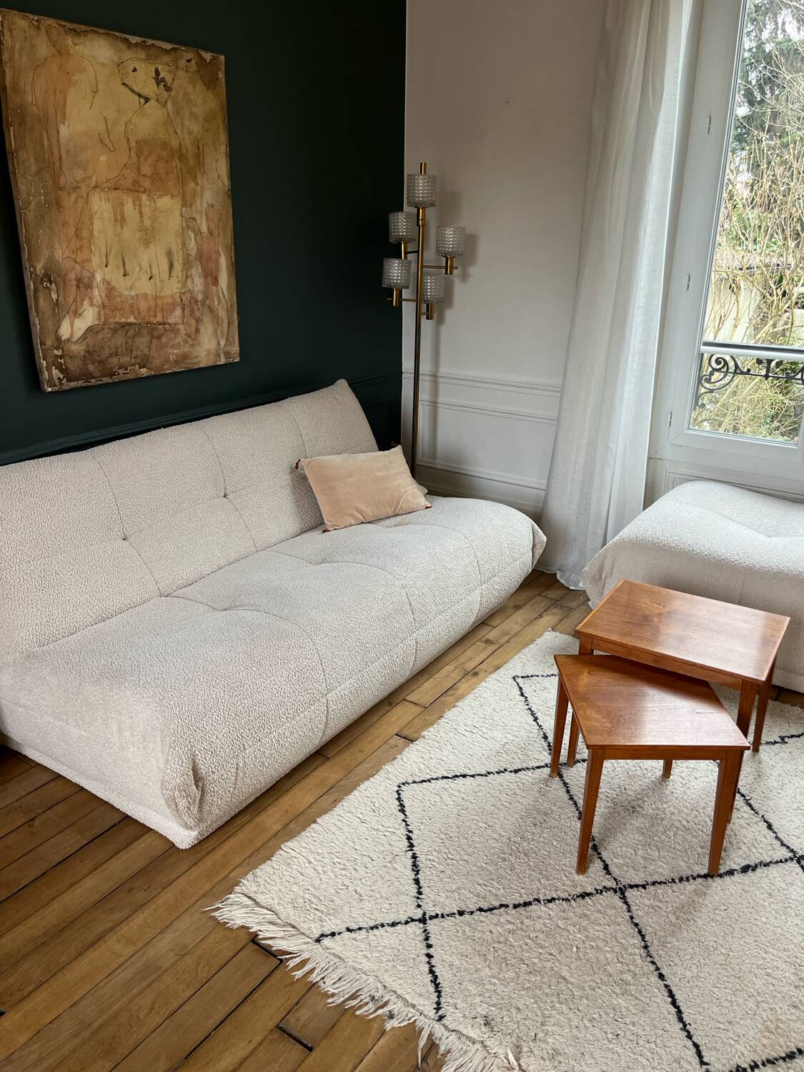 SIA white bouclette designer sofa