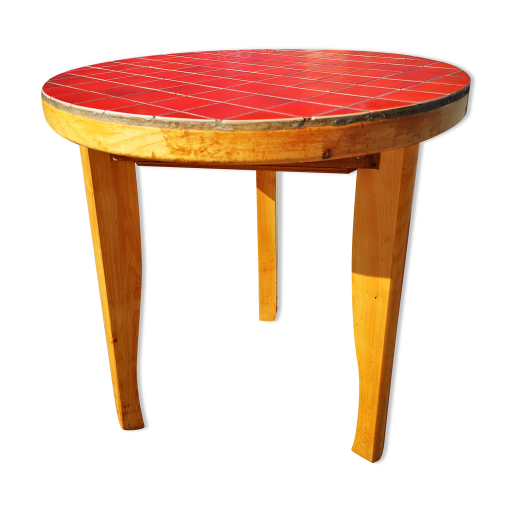 Guéridon Miroir Années 50 - Sans Marque - 50x50 Cm, Hauteur 51 Cm - Occasion
