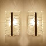 Pair of vintage 70s wall lights, chrome glass