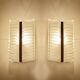 Pair of vintage 70s wall lights, chrome glass