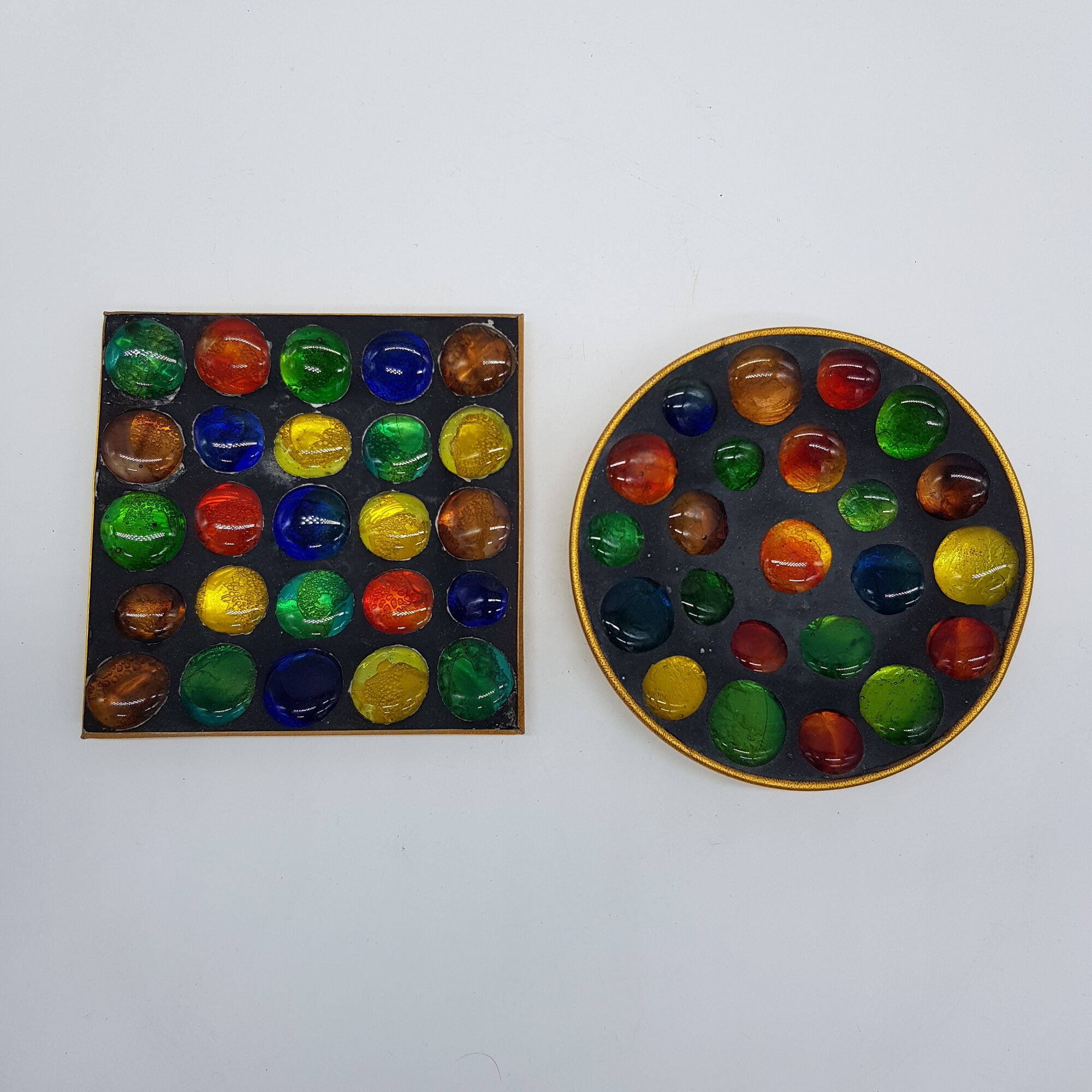 Lot of two empty ashtrays pocket decor of vintage glass ball pellets