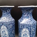 Antique xixeme delft paires de vases hexagonal - petrus regout maestricht