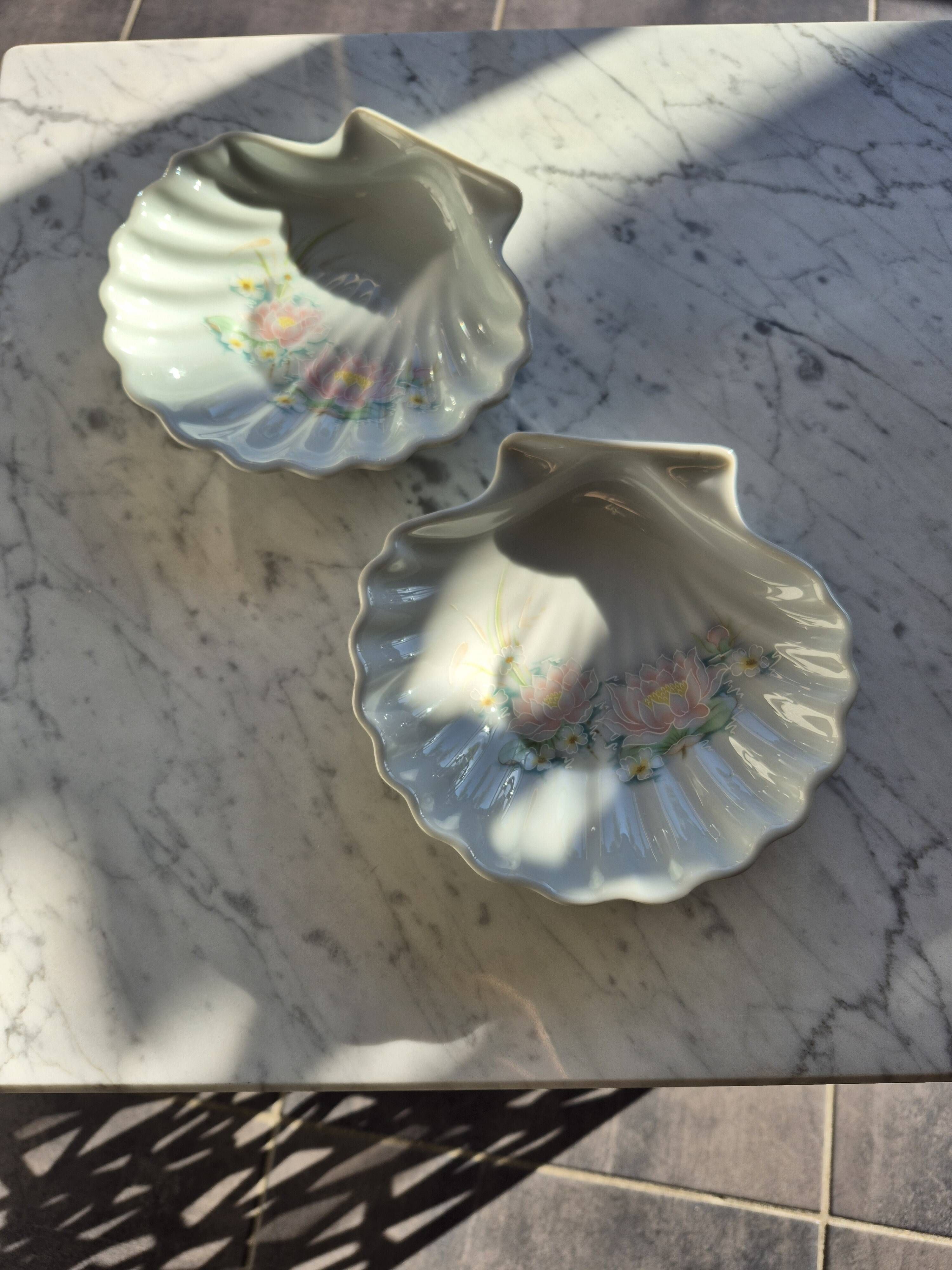 Paire de coquilles Saint-Jacques en porcelaine solognote – Coupelles