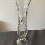 glass vase with carved leaf decoration