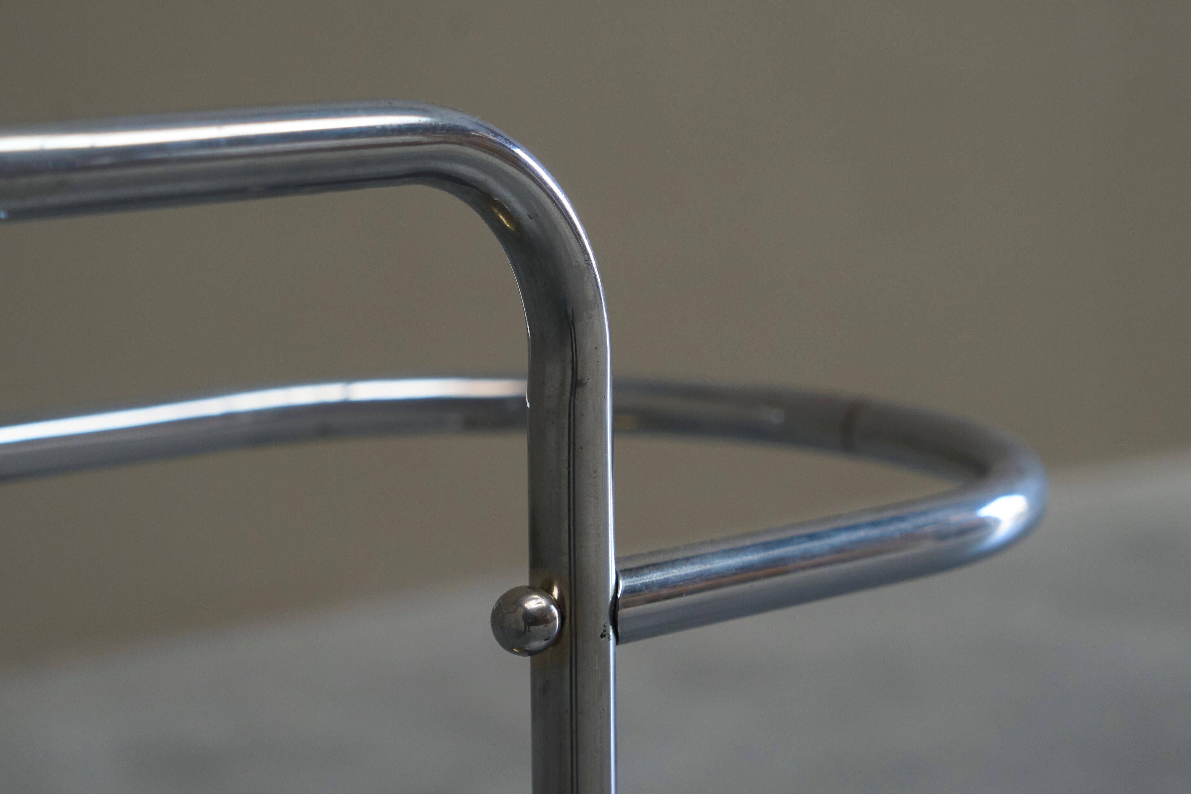 Bauhaus-style umbrella stand in chrome brass, 1960s