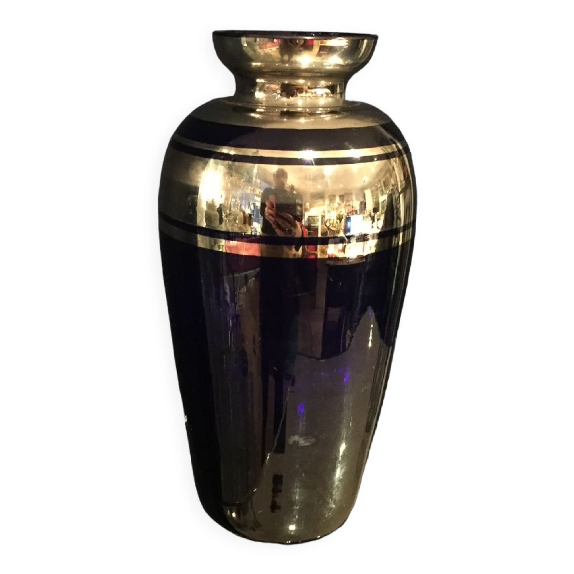 Vase soliflore royal blue and silver years 1930 1940