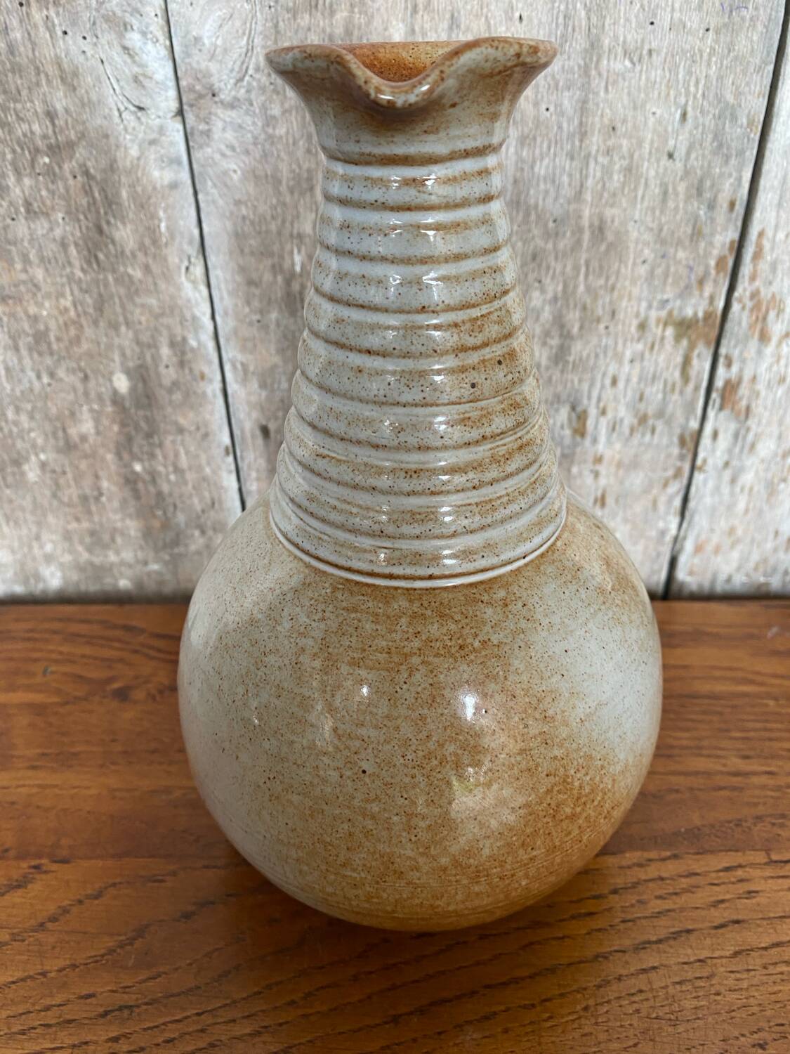 Old marais saint amand beige vintage stoneware pitcher