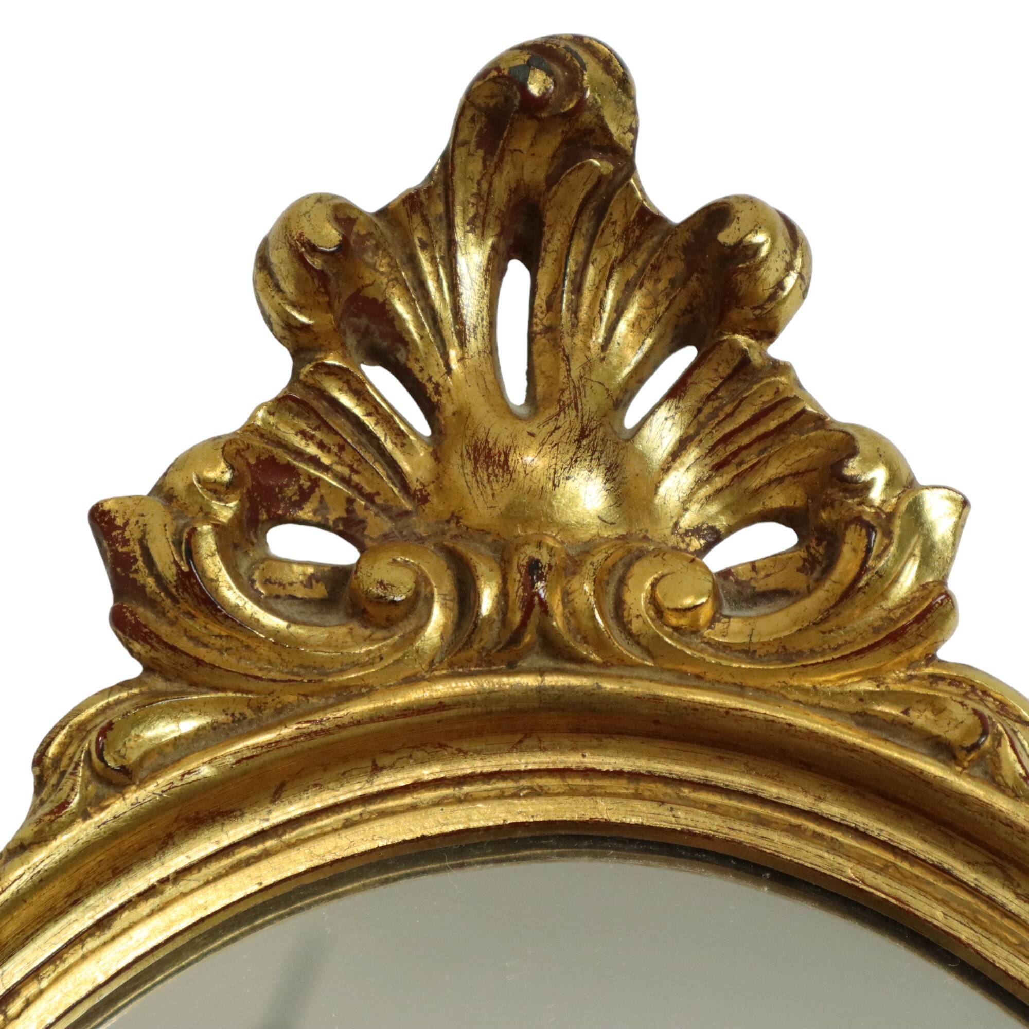 Mid Century Gold Baroque Mirror Crested Mirror Resin Acanthus