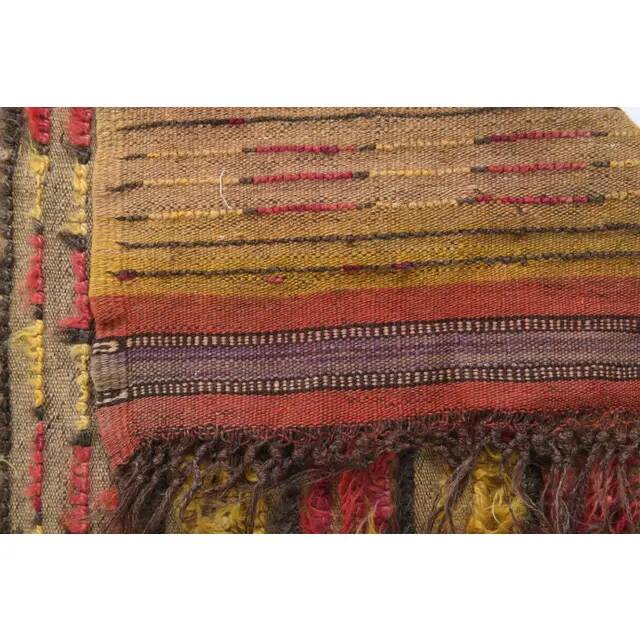 Vintage Turkish Hand-Knotted Wool Cotton Yellow Kilim Runner Rug 136x307