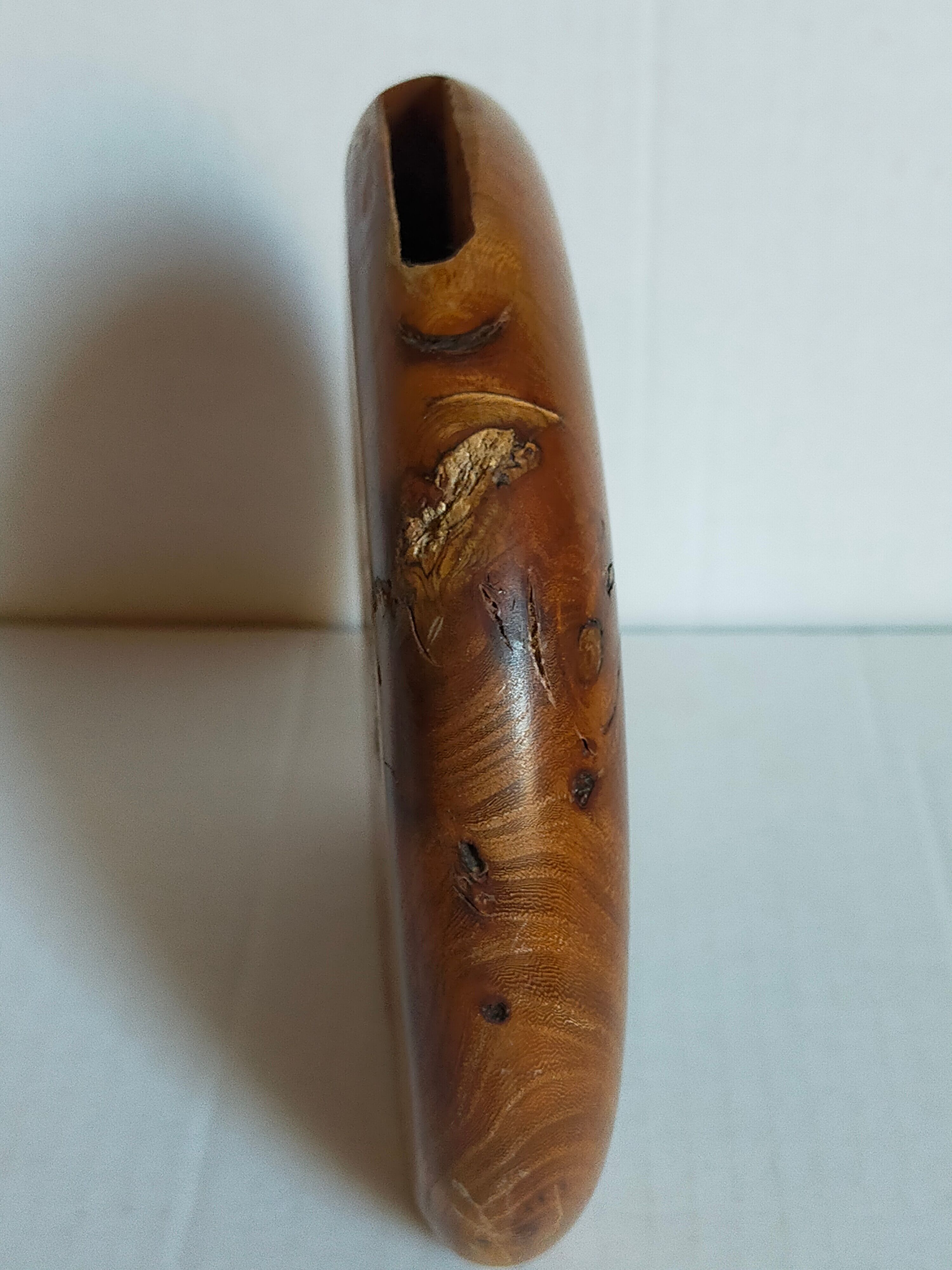 Solid wood vase vintage elm magnifying glass