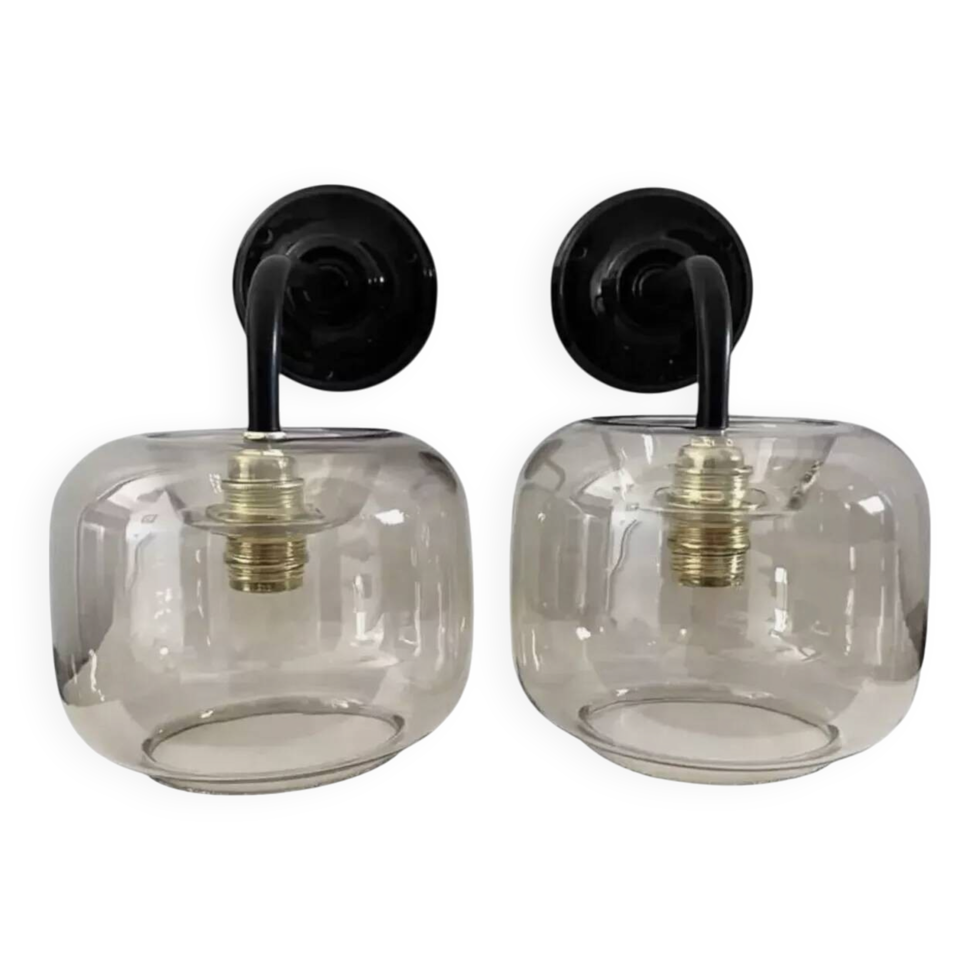 Paire d’appliques vintage en verre fumé