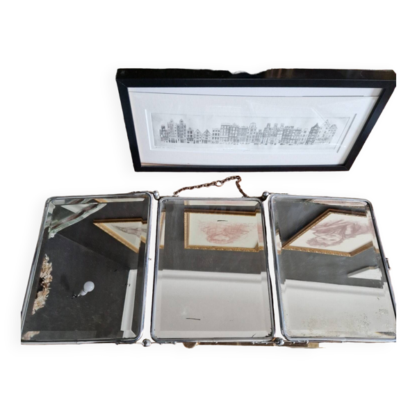 Miroir triptyque de barbier