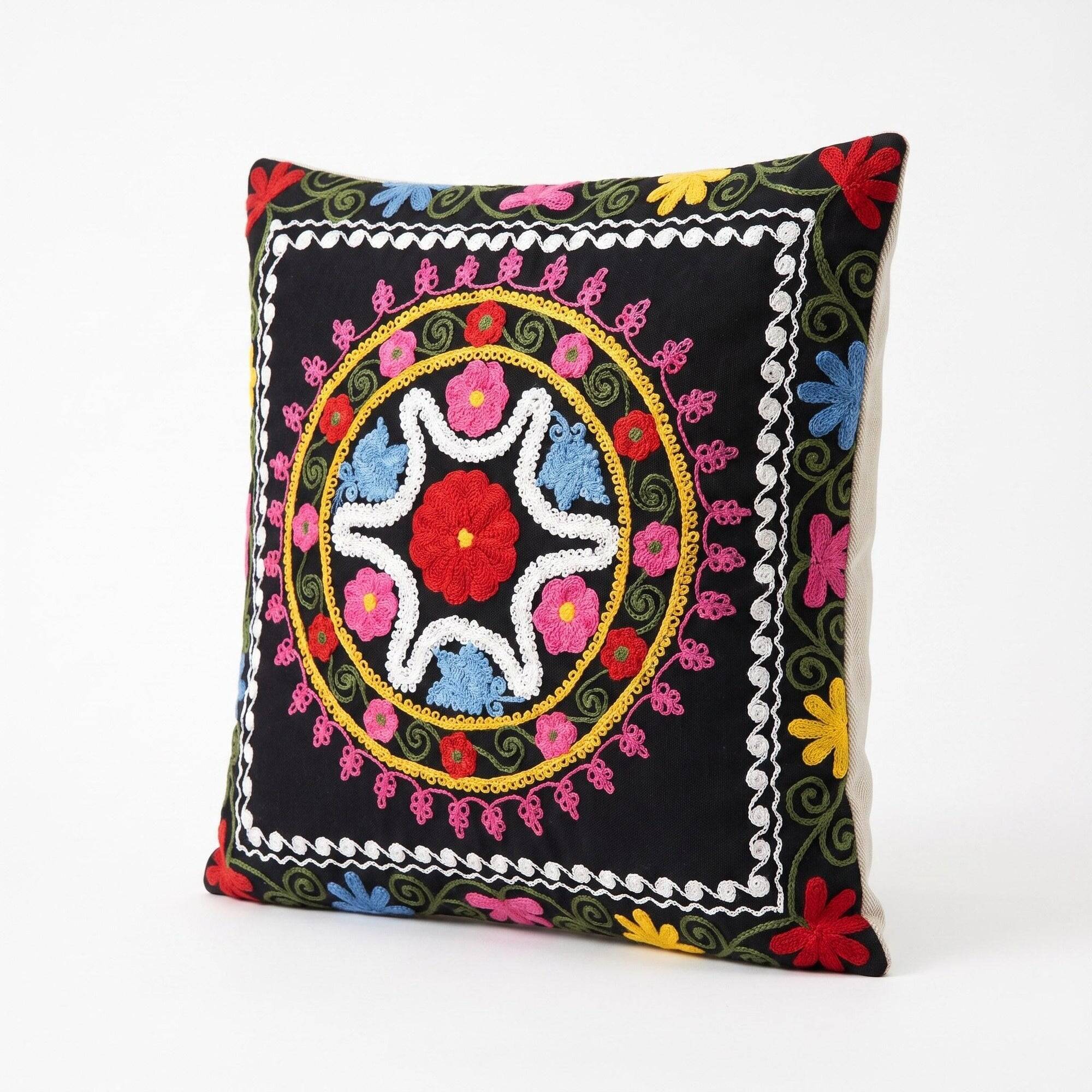 Vintage embroidered cushion cover 46x46 cm