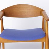 Fauteuil vintage, design allemand des années 1960 – Hêtre et teck, revêtement bleu