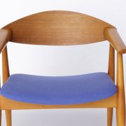 Vintage Armchair, 1960s German Design – Beech & Teak, Blue Upholstery