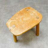 Brutalist solid wood tripod stool