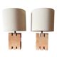 Hollywood regency pink marble set of 2 table lamps, France 1970s