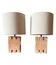 Hollywood regency pink marble set of 2 table lamps, France 1970s